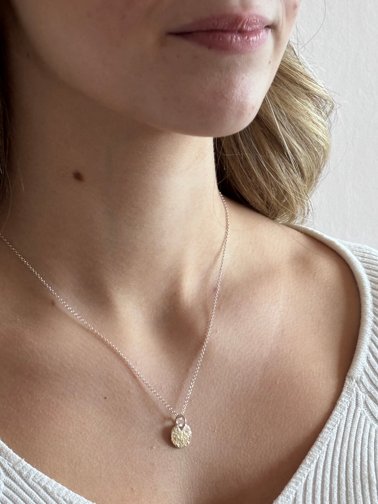 Hammered Disc Pendant Silver