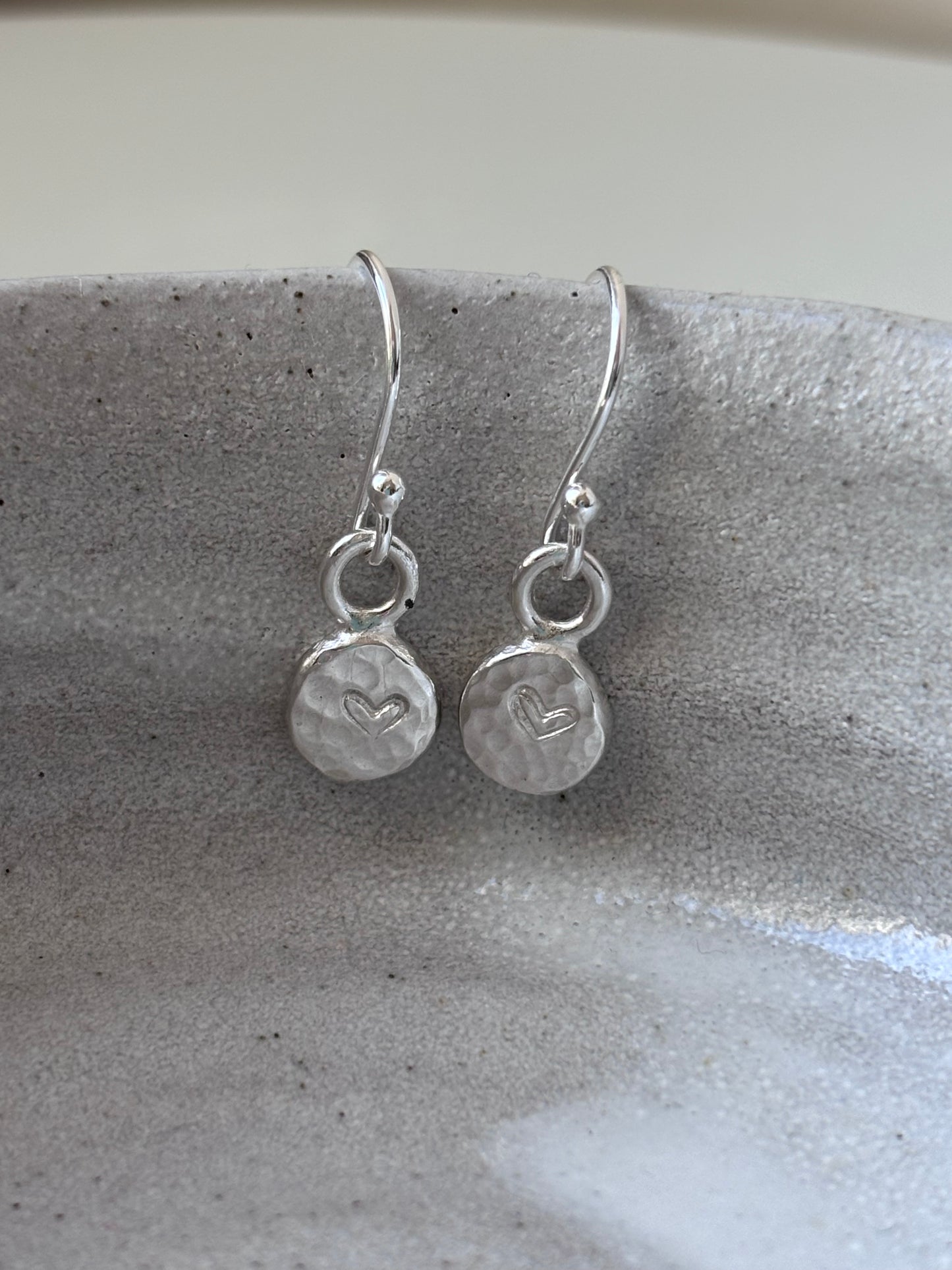 Dainty Heart Stamp Drop Earrings