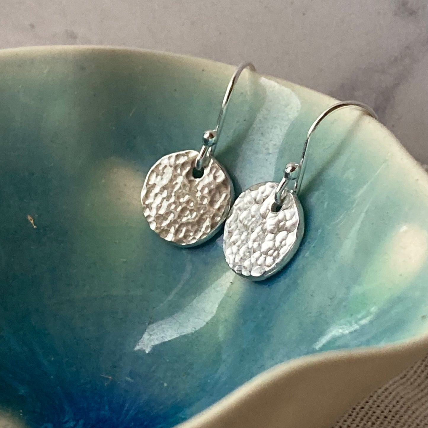 Hammered Circle Drop Earrings