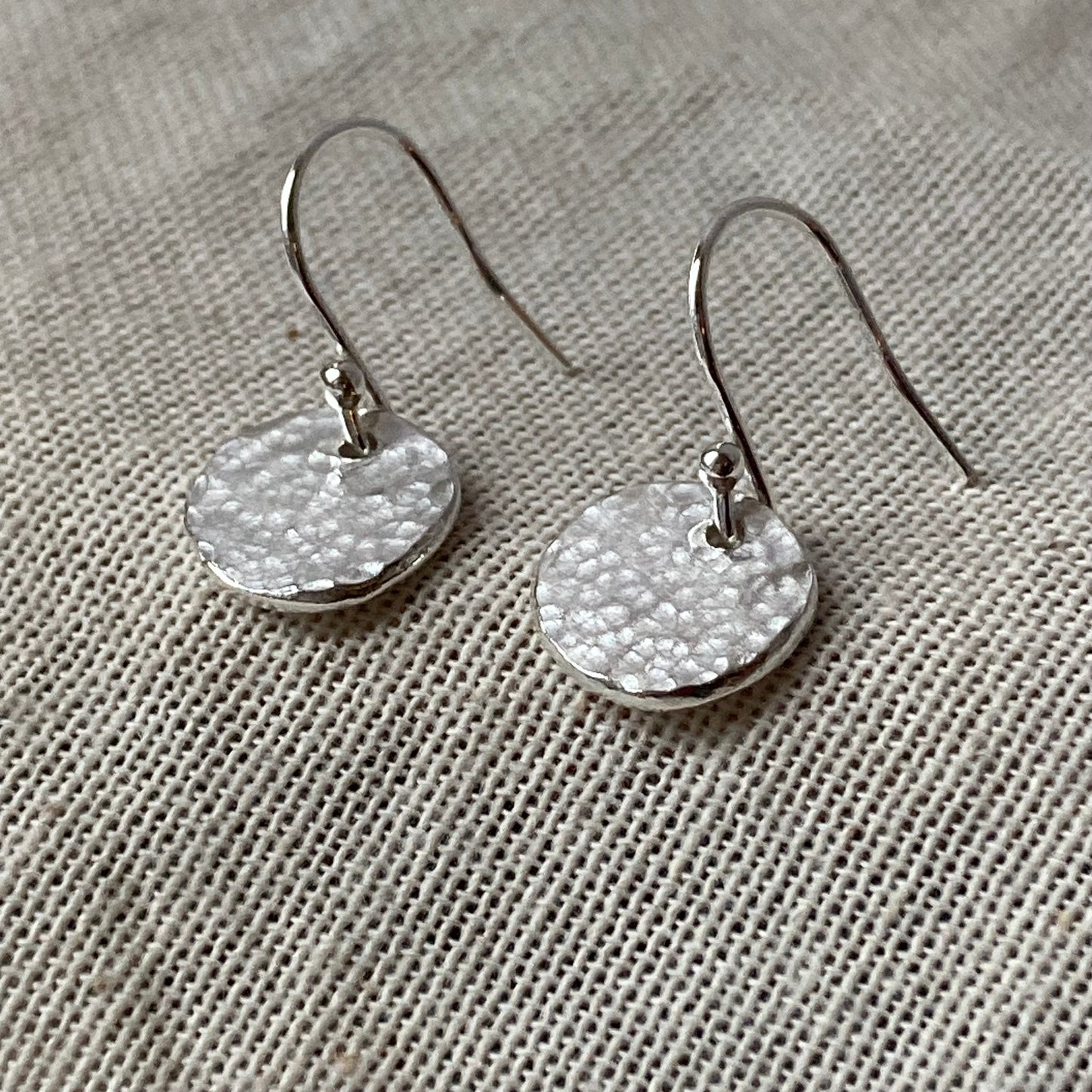 Hammered Circle Drop Earrings