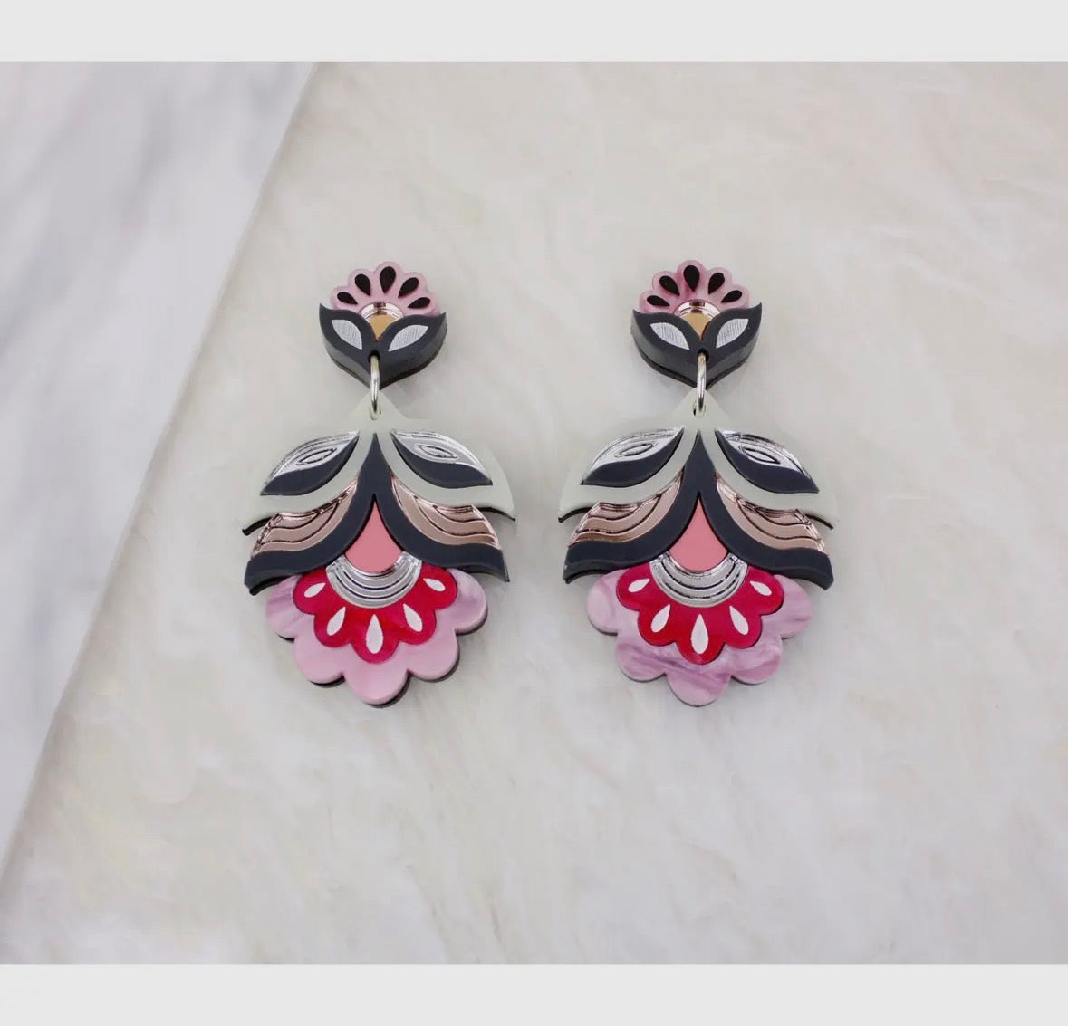Flora Statement Earrings - Pinks