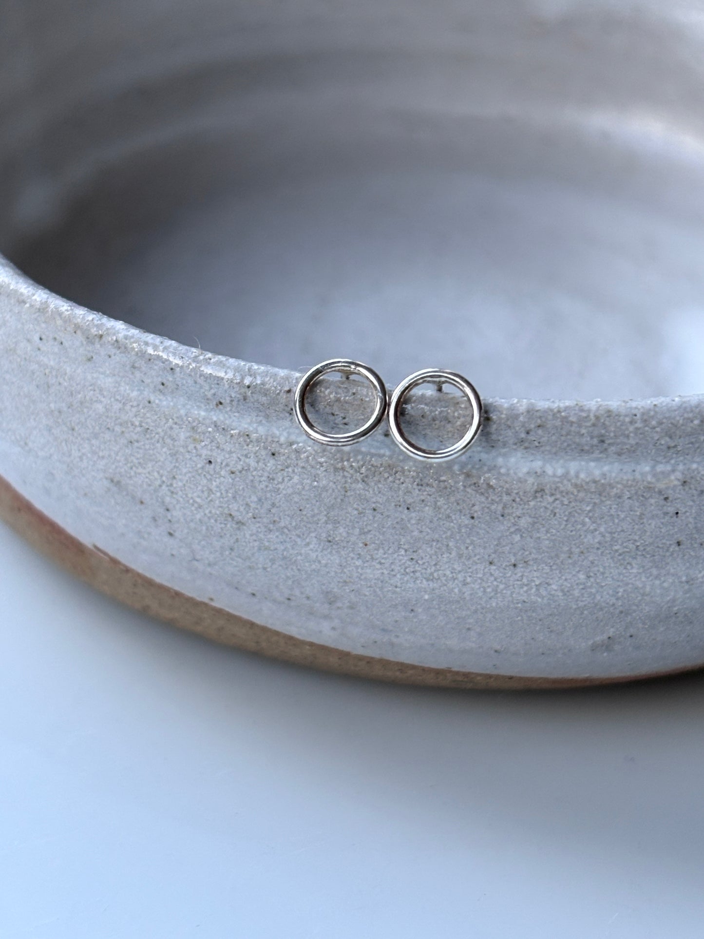 Tiny Silver Circle Studs