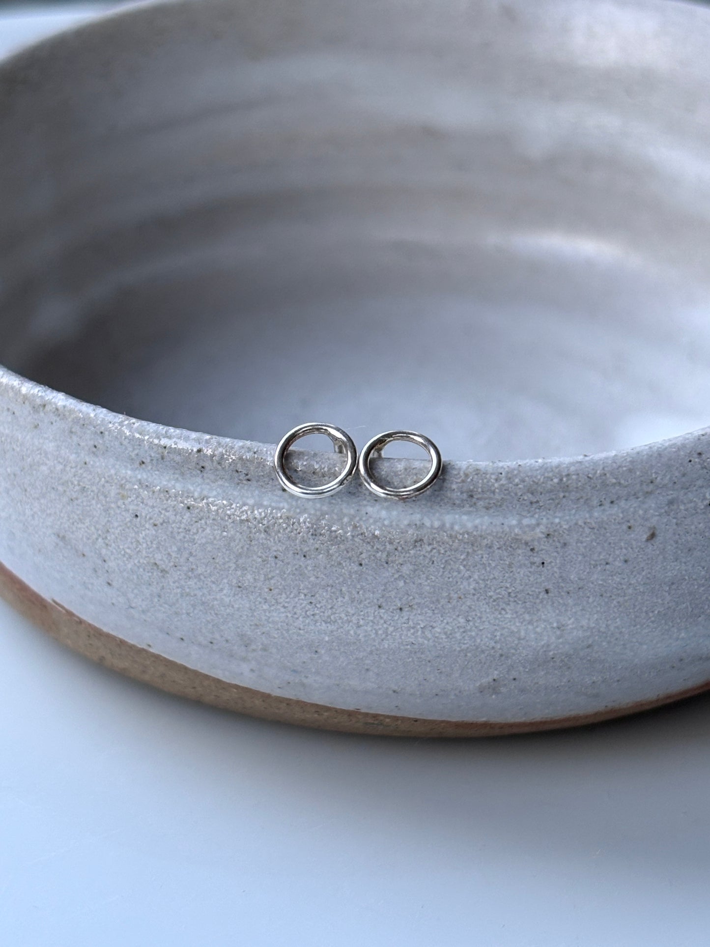 Tiny Silver Circle Studs