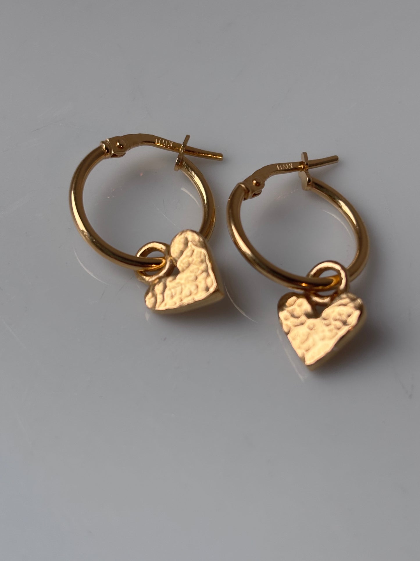 Mini Heart Charm Hoops - Gold