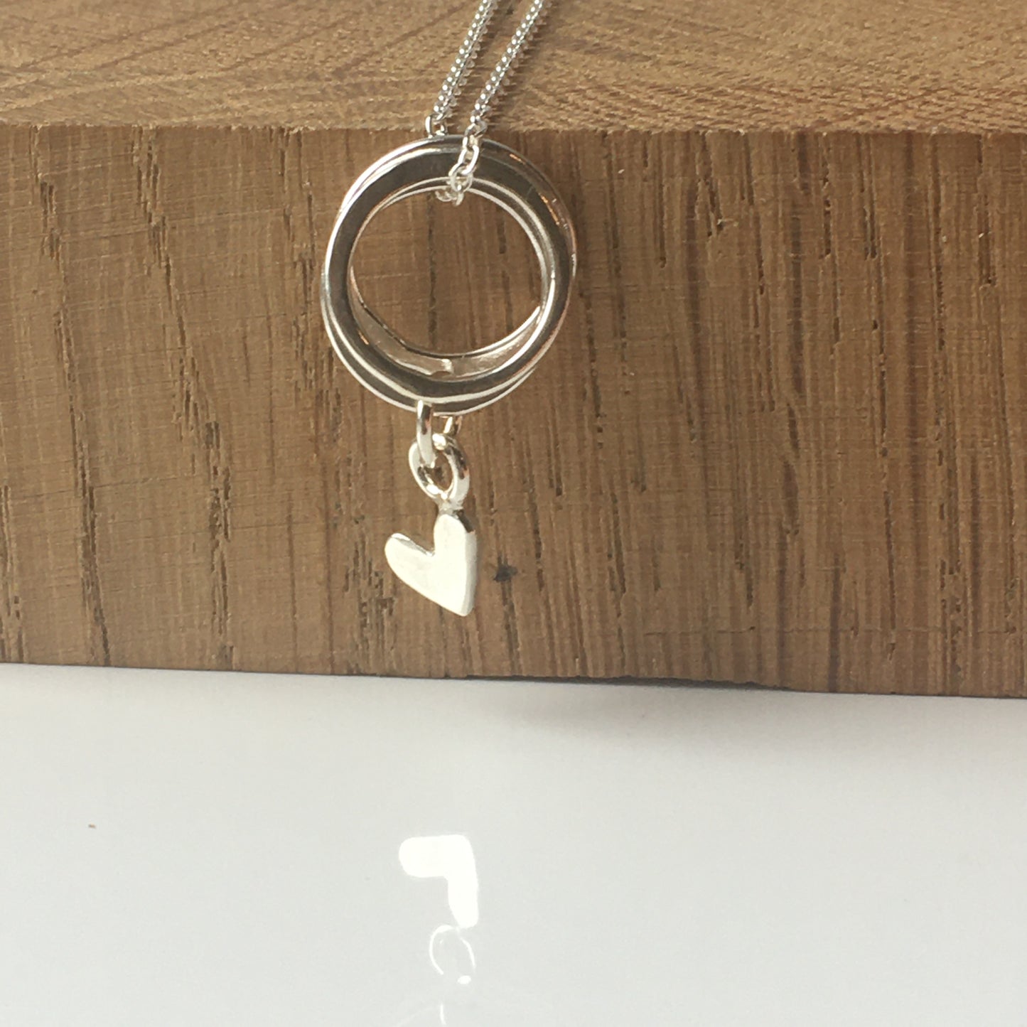 DAINTY HOOP AND LOVEHEART CHARM NECKLACE