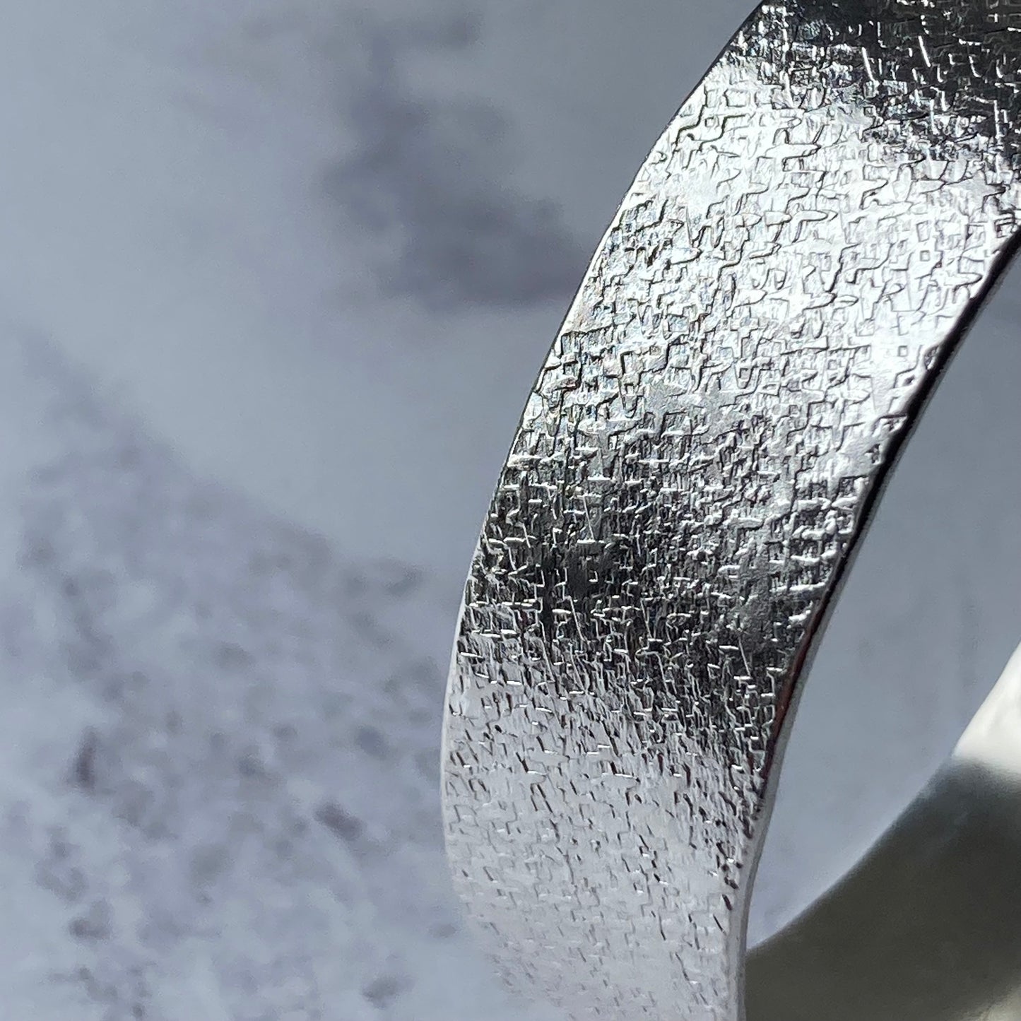 WIDE SILVER TEXTURED BANGLE