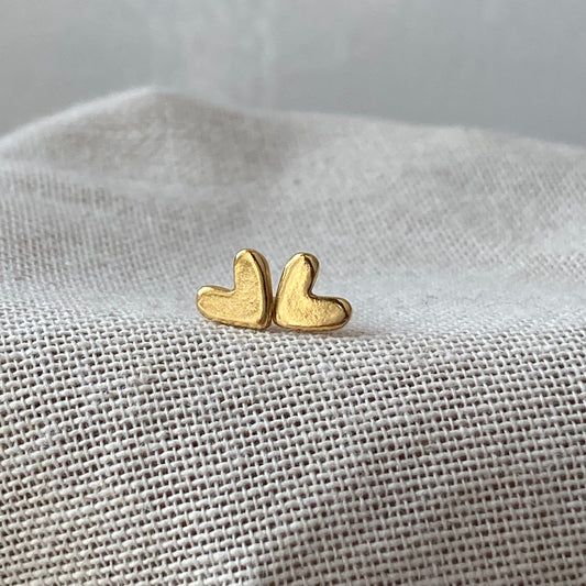 Tiny gold heart studs
