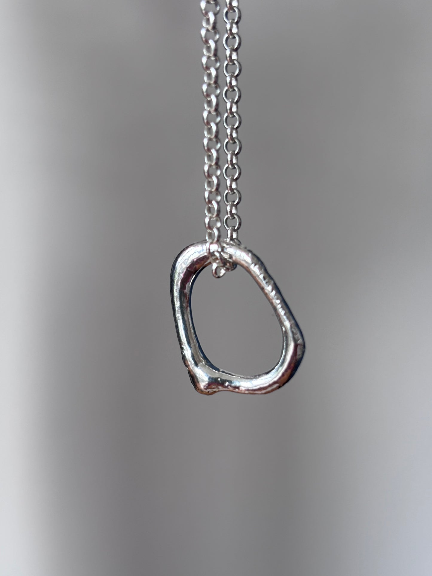Small Silver Molten Pendant