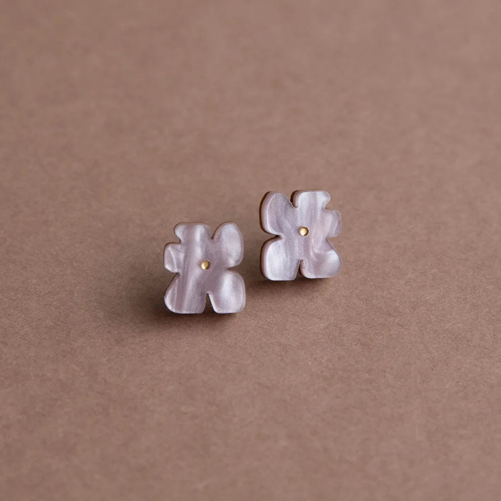 Blob Bloom Studs Earrings - Marble Lilac