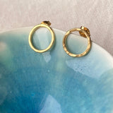 Gold Hammered Circle Studs