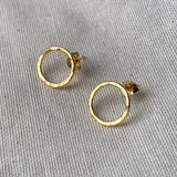 Gold Hammered Circle Studs