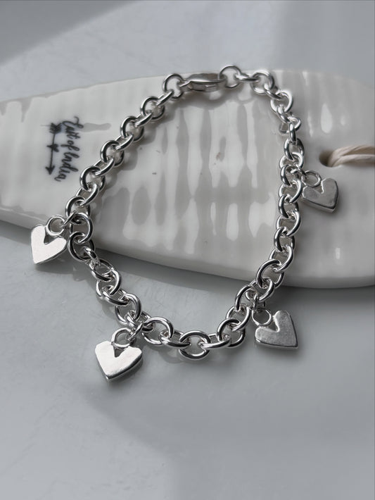 Silver Heart Charm Bracelet