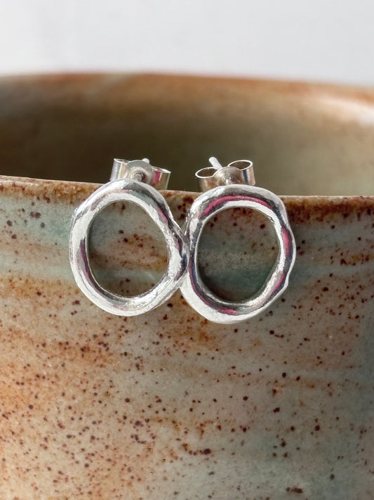 Molten Silver Stud Earrings