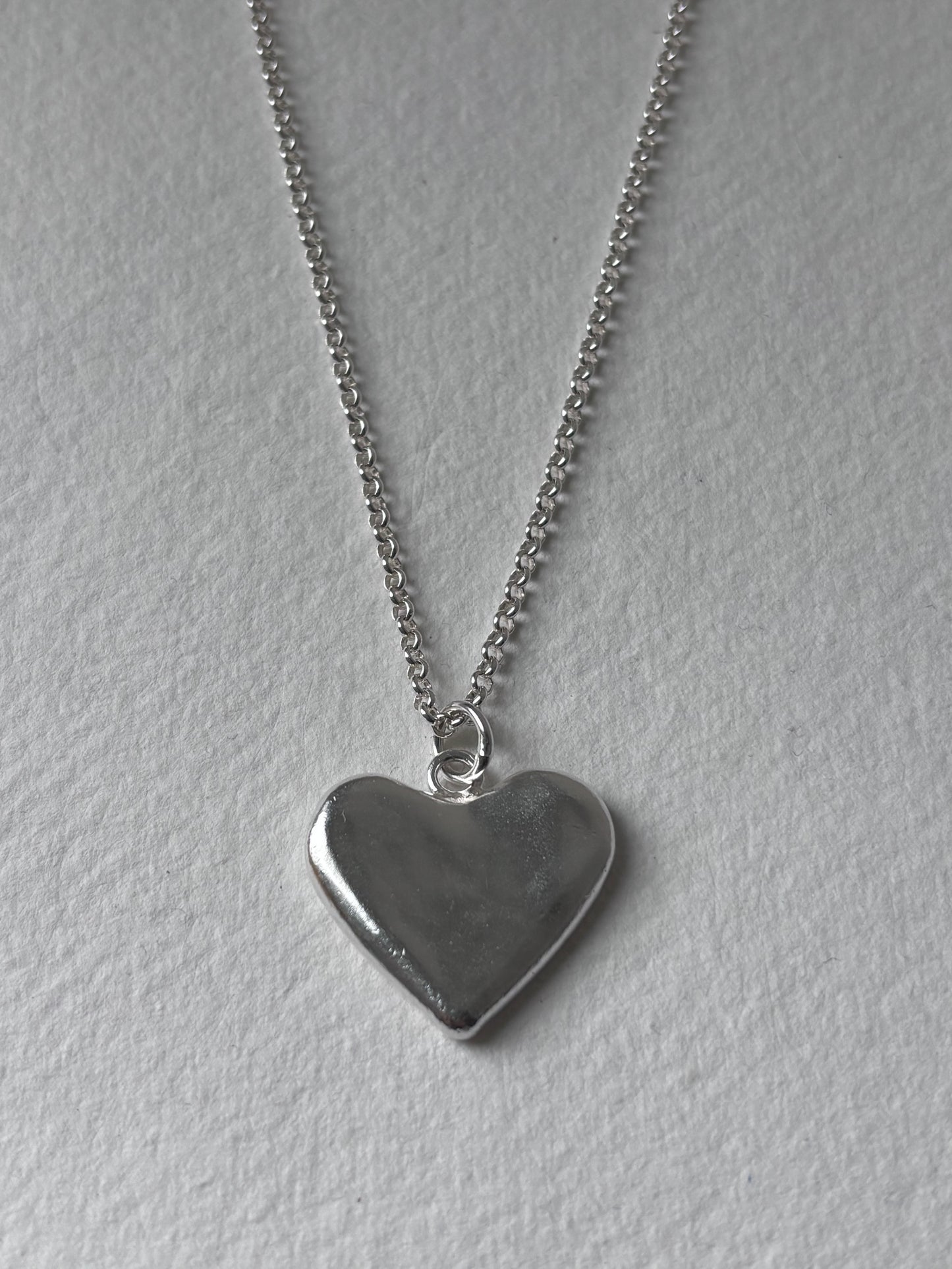 Sterling Silver Ripple Heart Pendant.