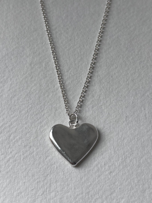 Sterling Silver Ripple Heart Pendant.