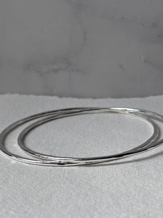Handmade Hammered Silver Bangle