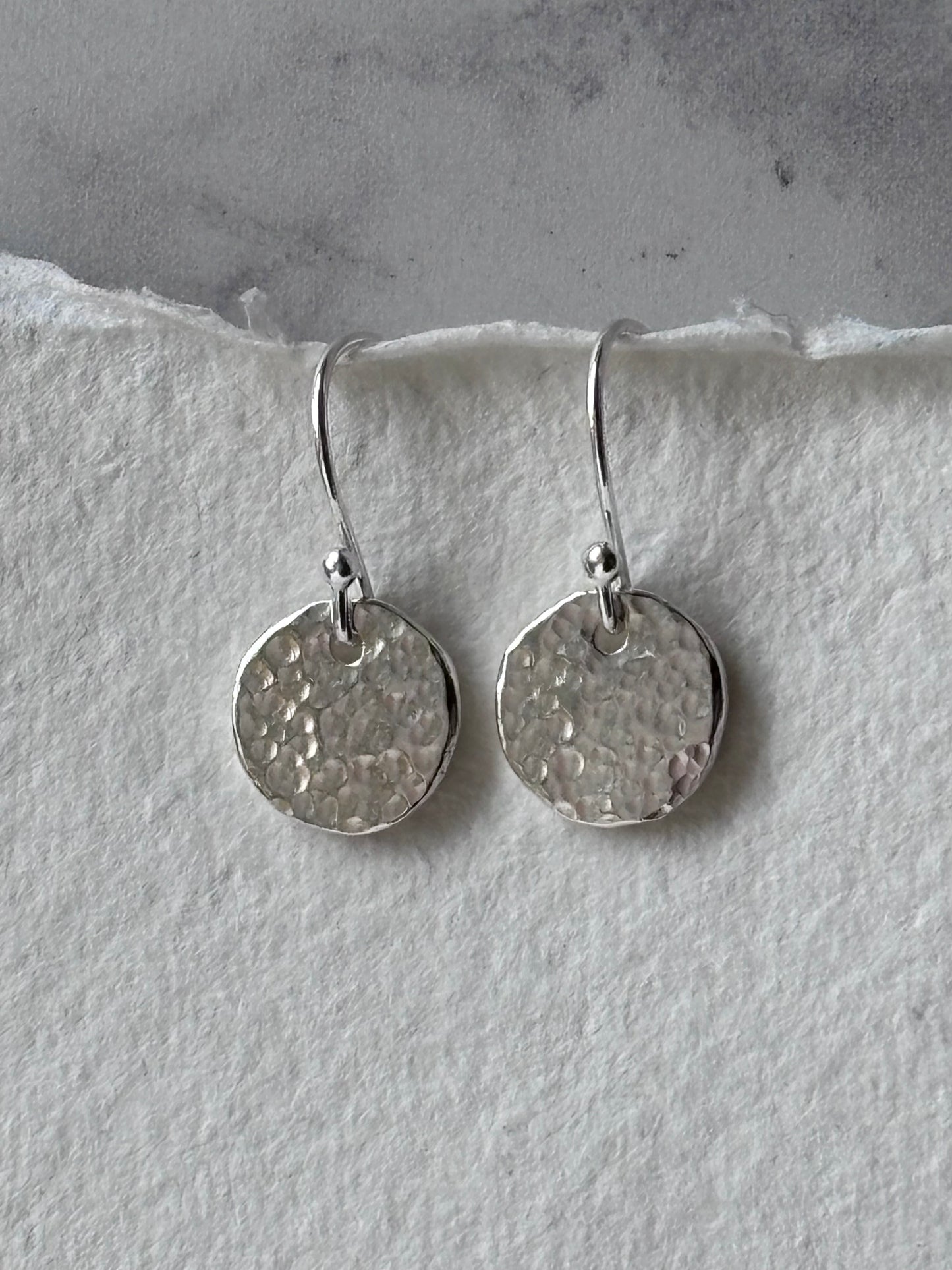 Hammered Disc Earrings Silver