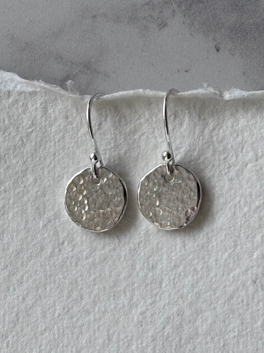 Hammered Disc Earrings Silver
