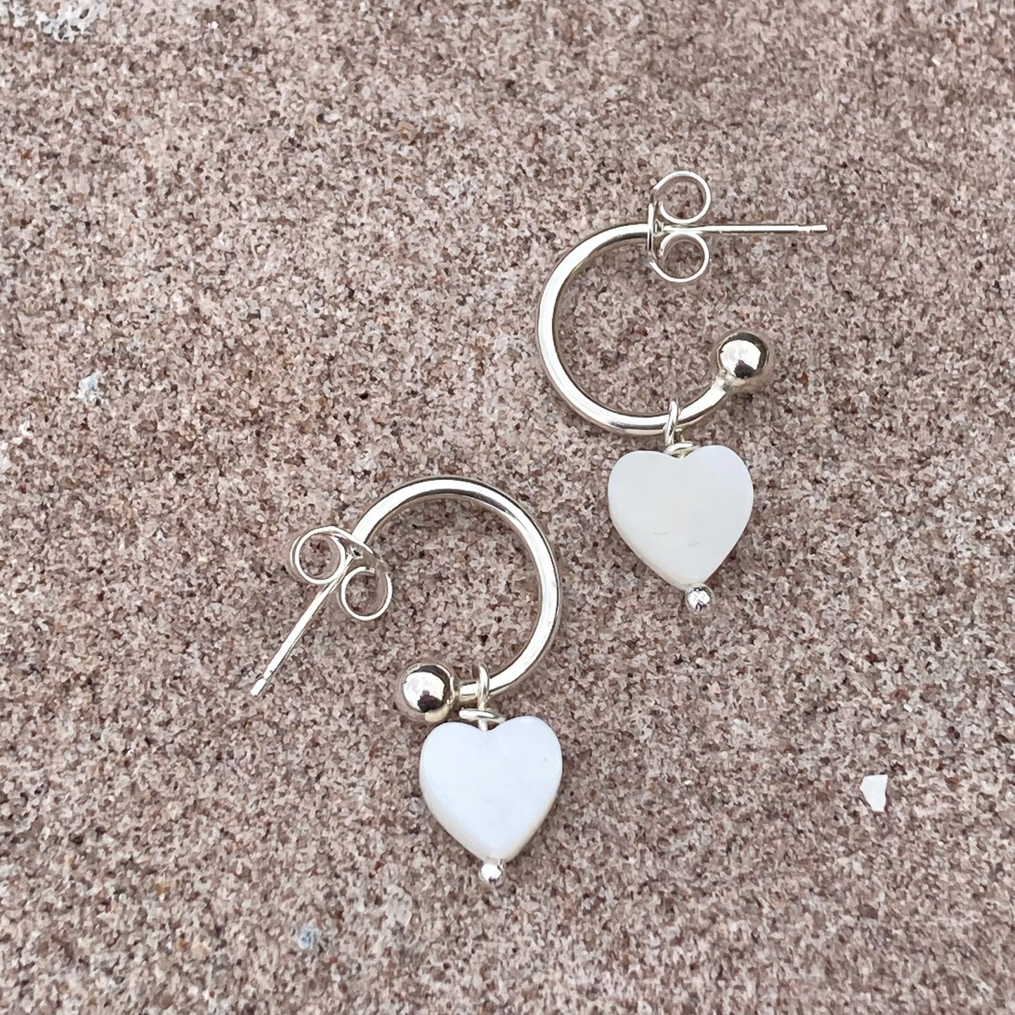 Mother of Pearl Heart Hoops