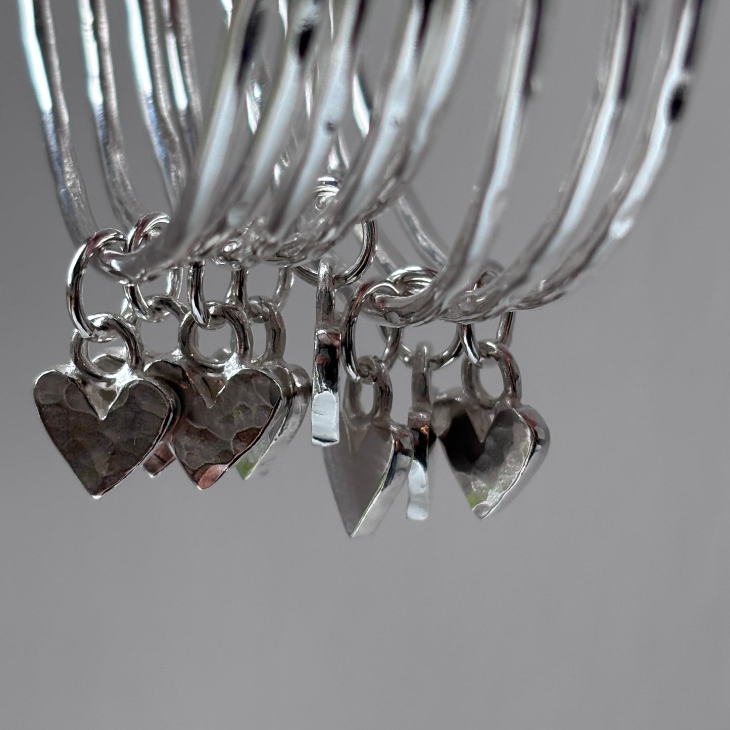 Silver Mini Heart Charm Bangle