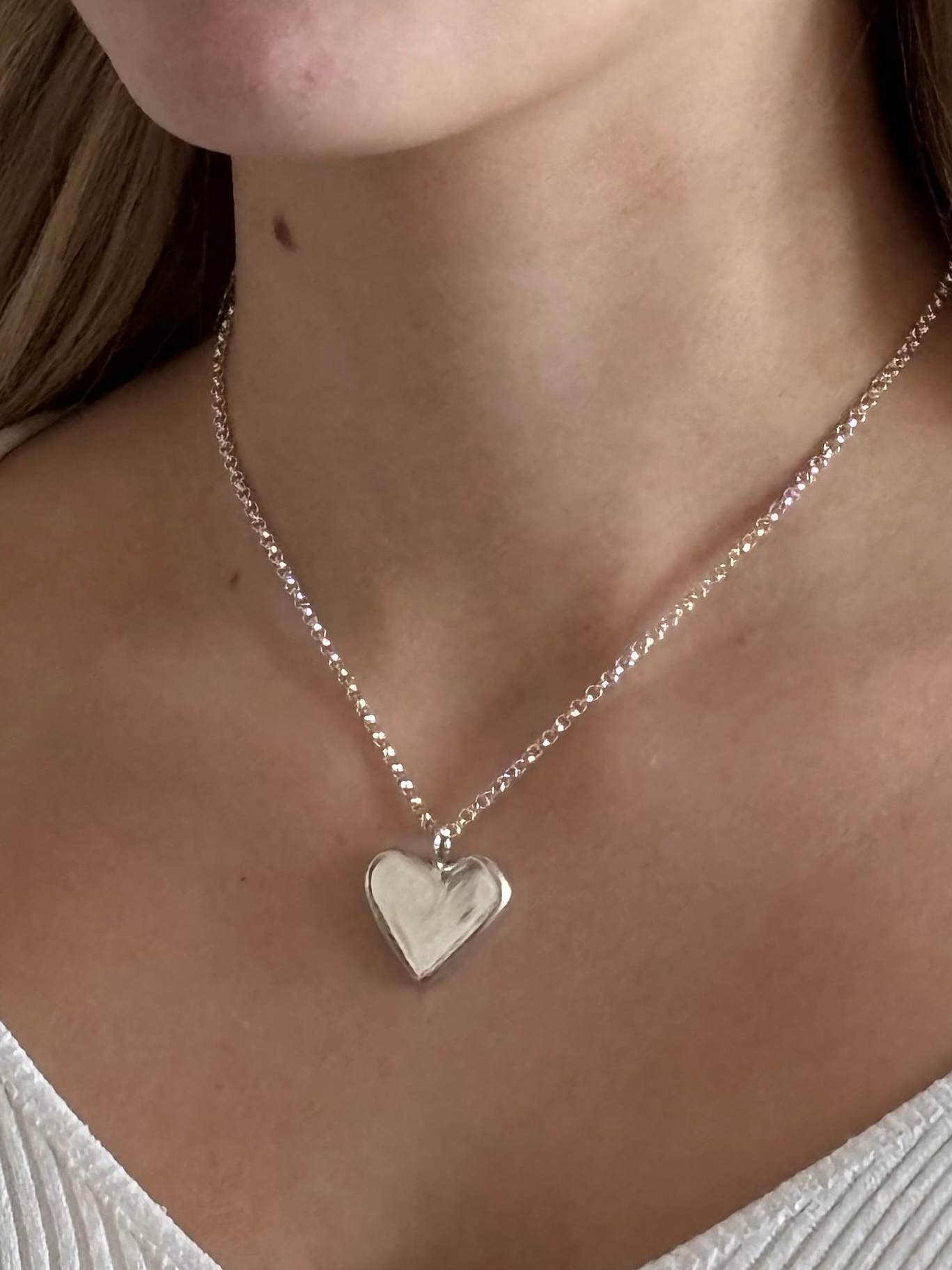 Sterling Silver Ripple Heart Pendant.