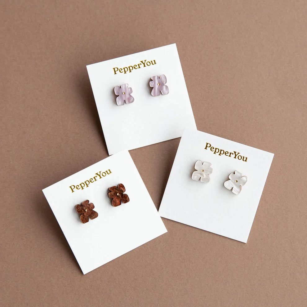 Blob Bloom Studs Earrings - Marble Lilac
