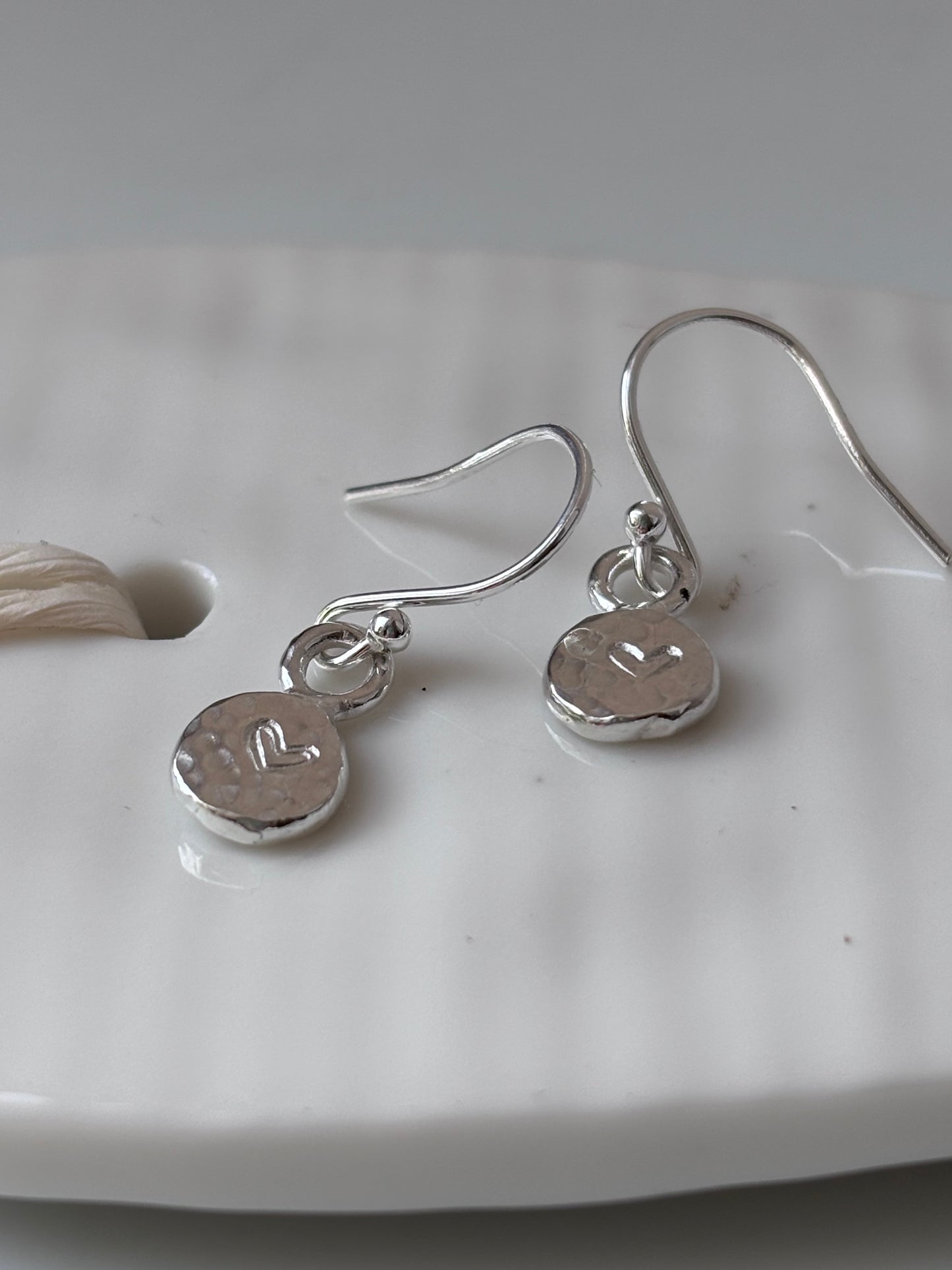 Dainty Heart Stamp Drop Earrings