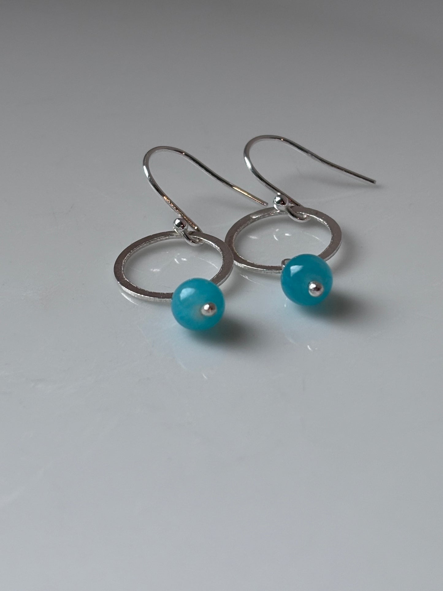 Silver Hoops with Blue Beads
