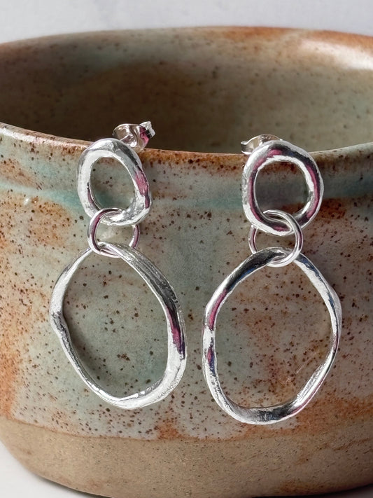 Molten Hoop Stud Earrings