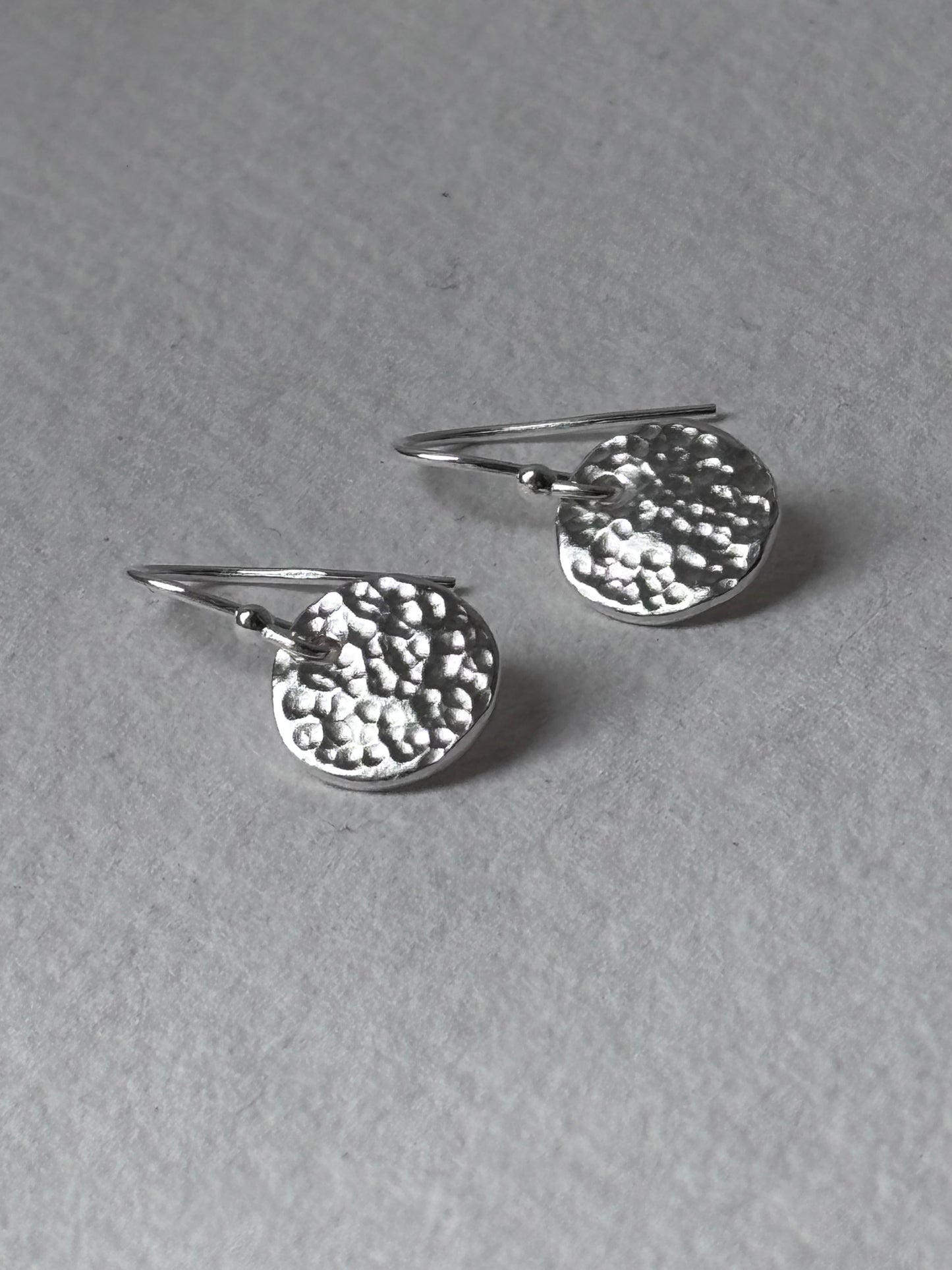 Hammered Disc Earrings Silver