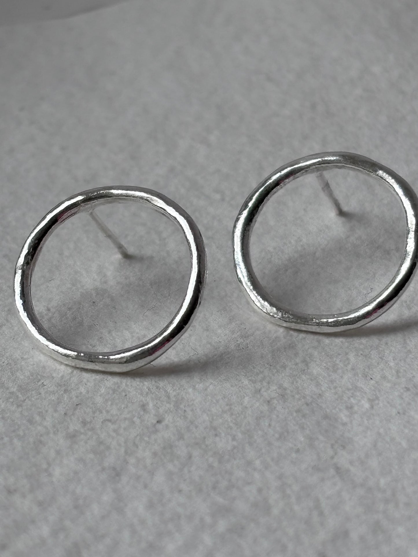 Molten Silver Circle Studs