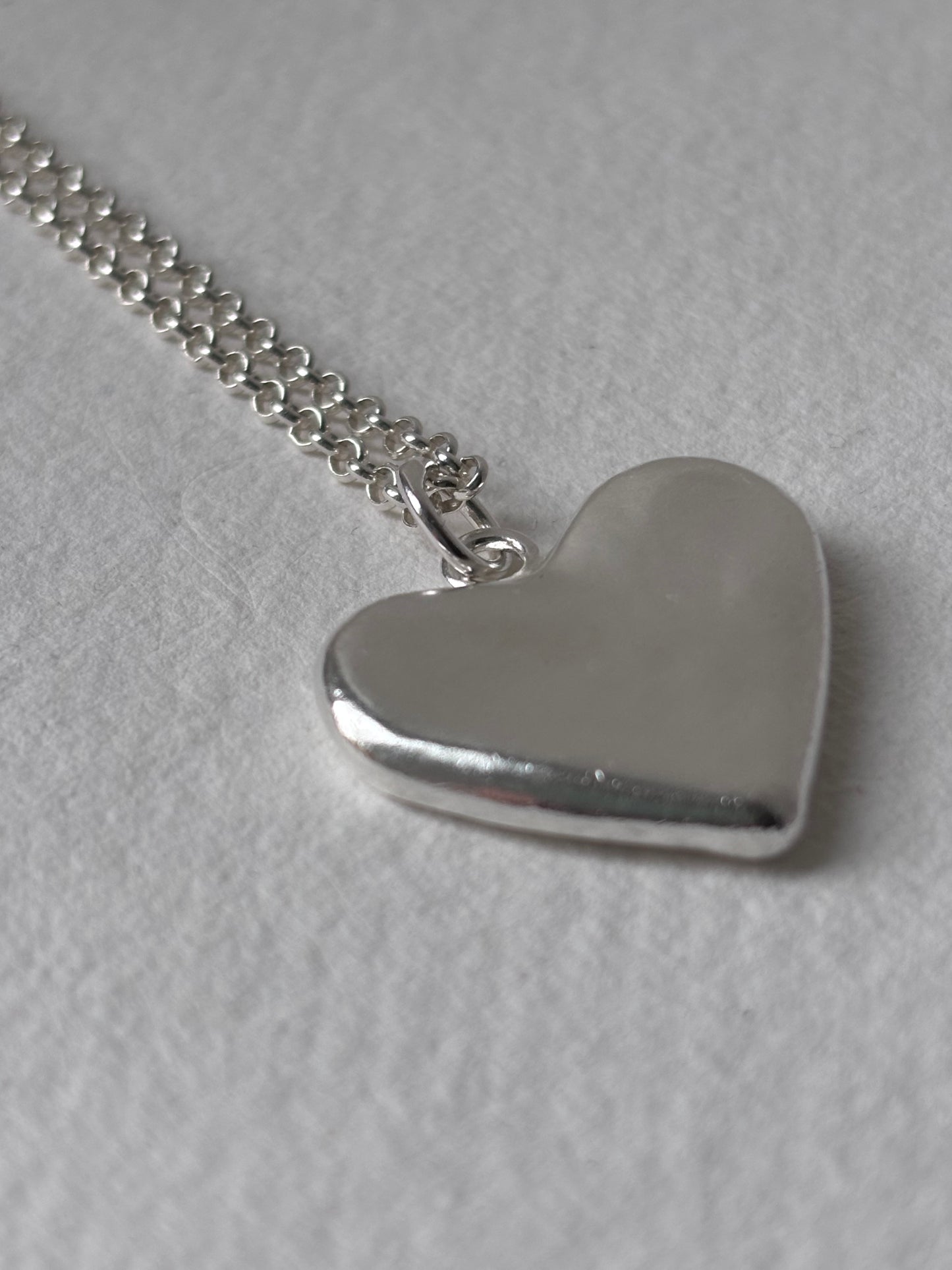 Sterling Silver Ripple Heart Pendant.