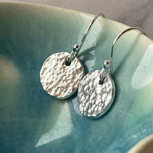 Hammered Circle Drop Earrings