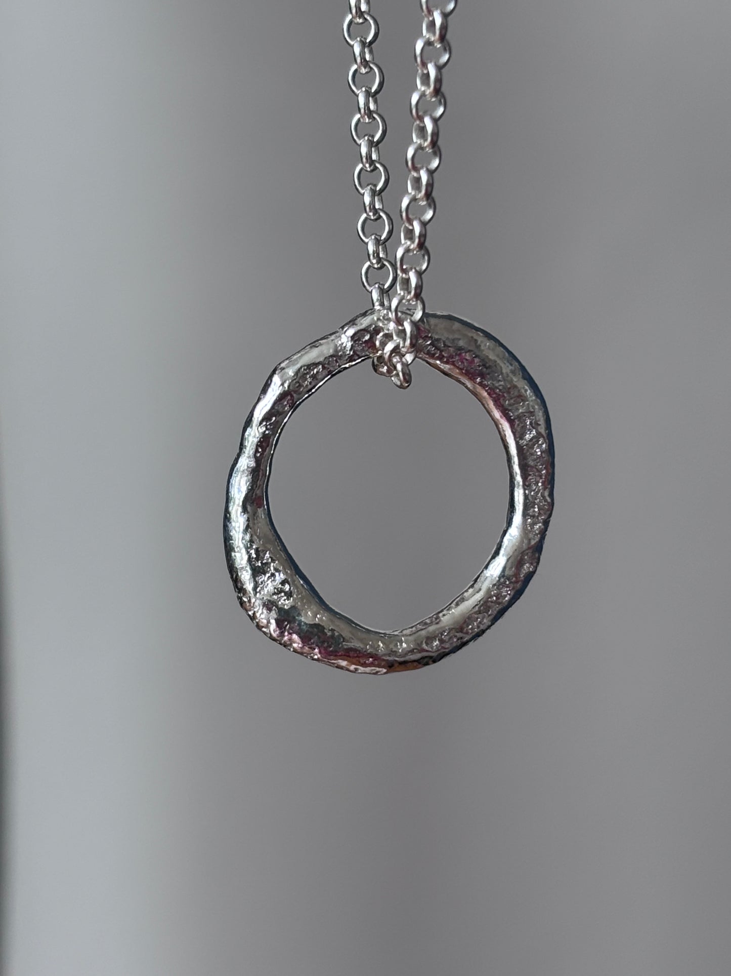 Molten Silver Circle Pendant