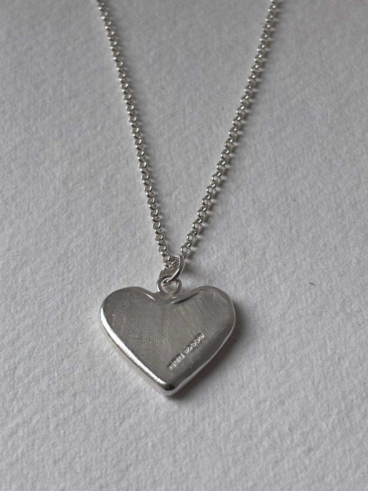 Sterling Silver Ripple Heart Pendant.