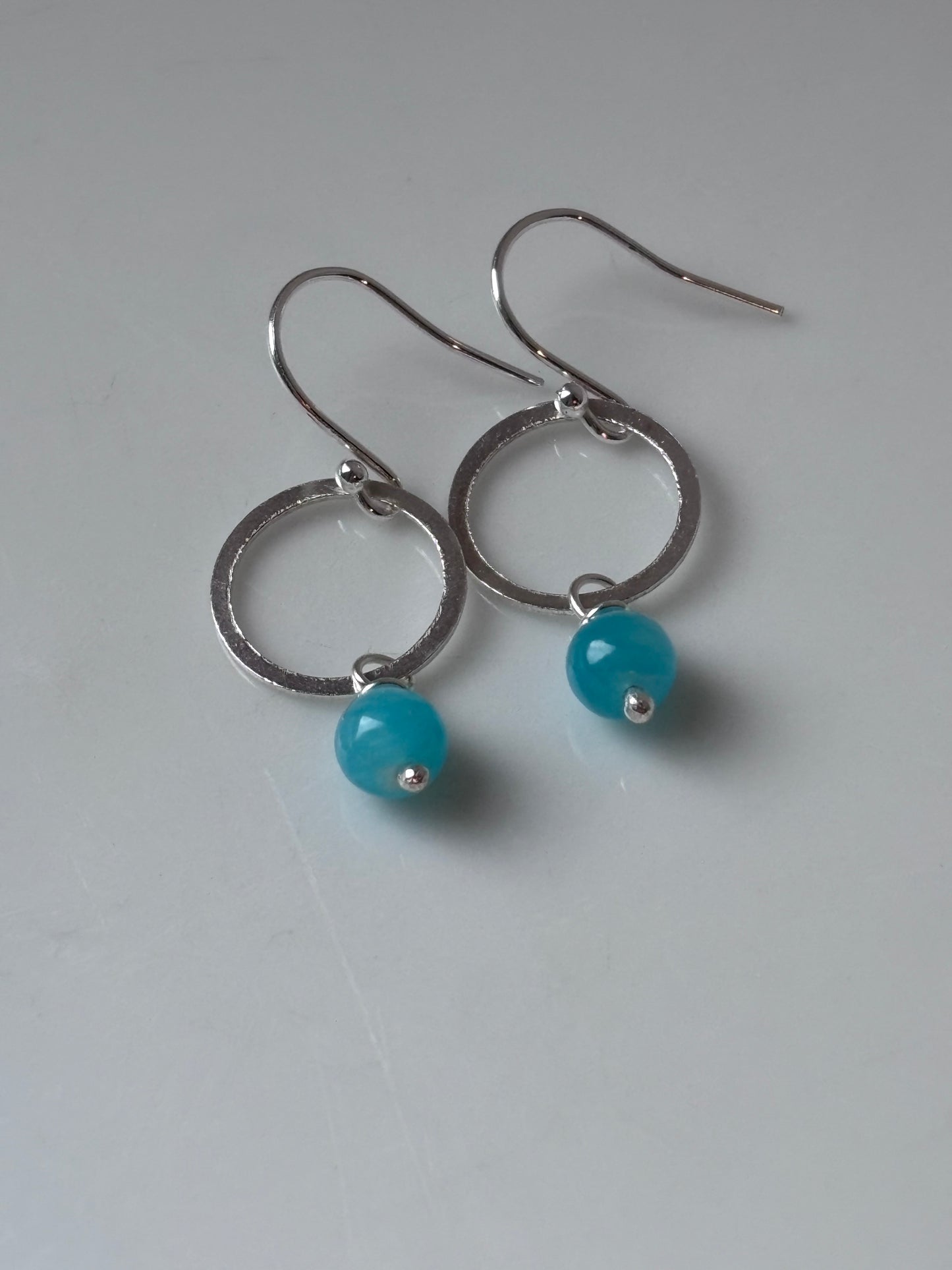 Silver Hoops with Blue Beads