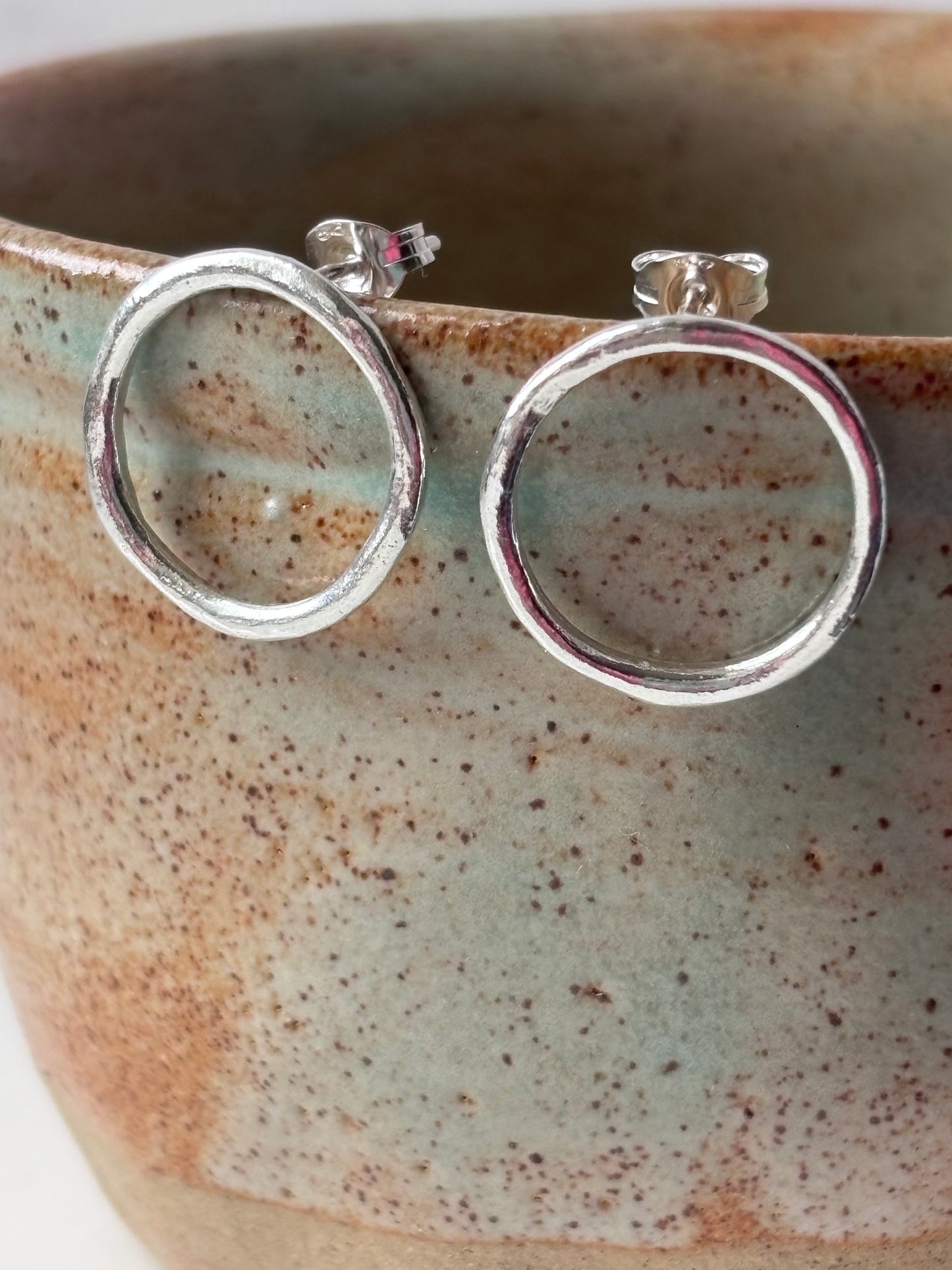 Molten Silver Circle Studs