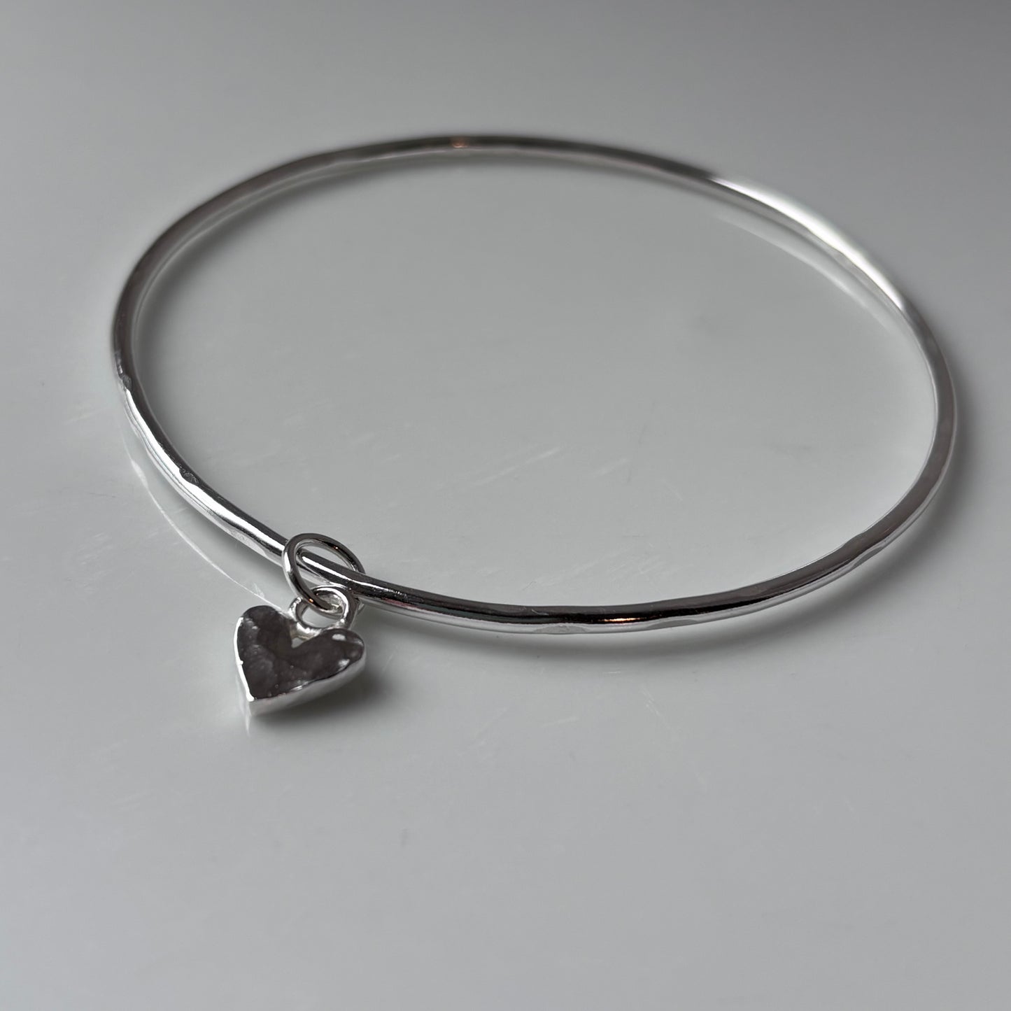 Silver Mini Heart Charm Bangle