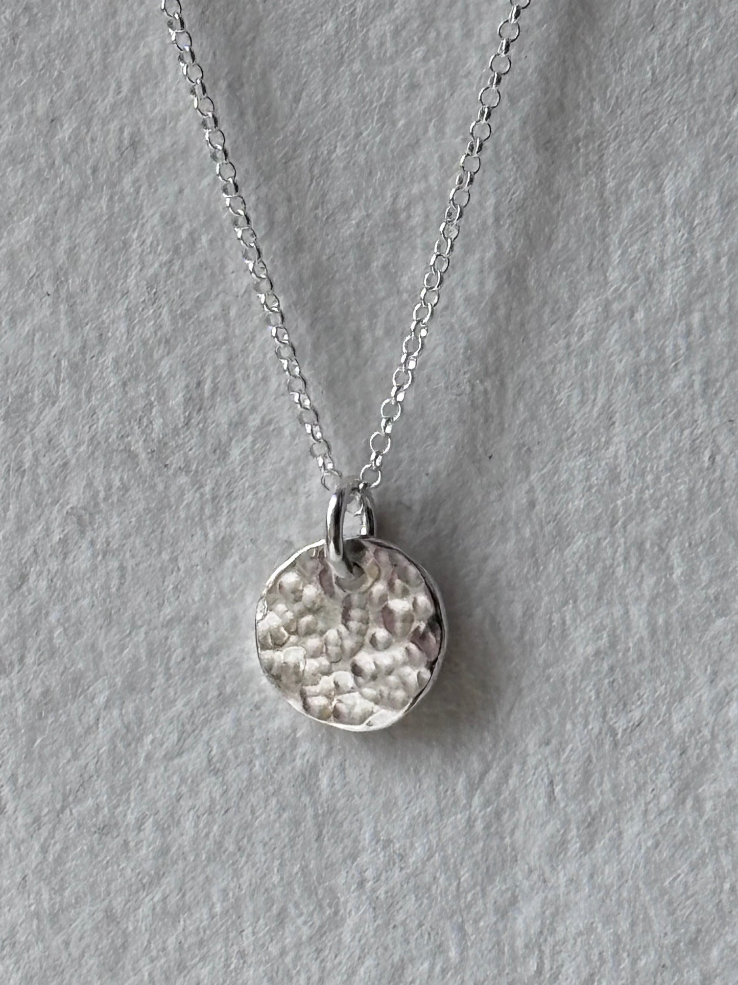 Hammered Disc Pendant Silver
