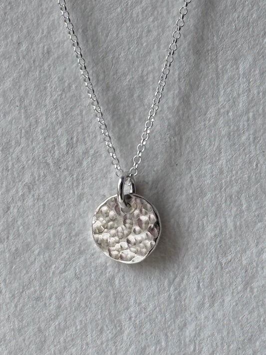 Hammered Disc Pendant Silver