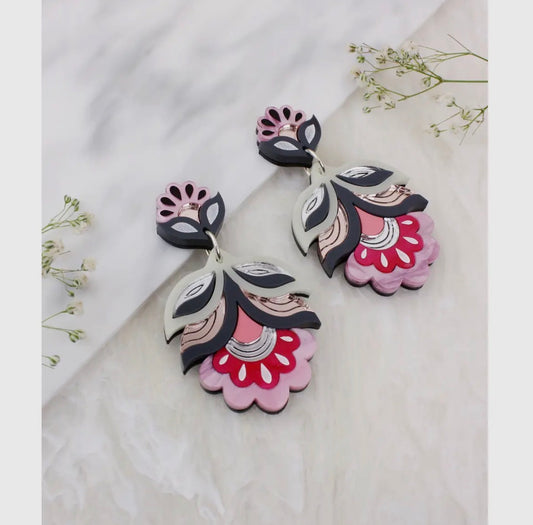 Flora Statement Earrings - Pinks