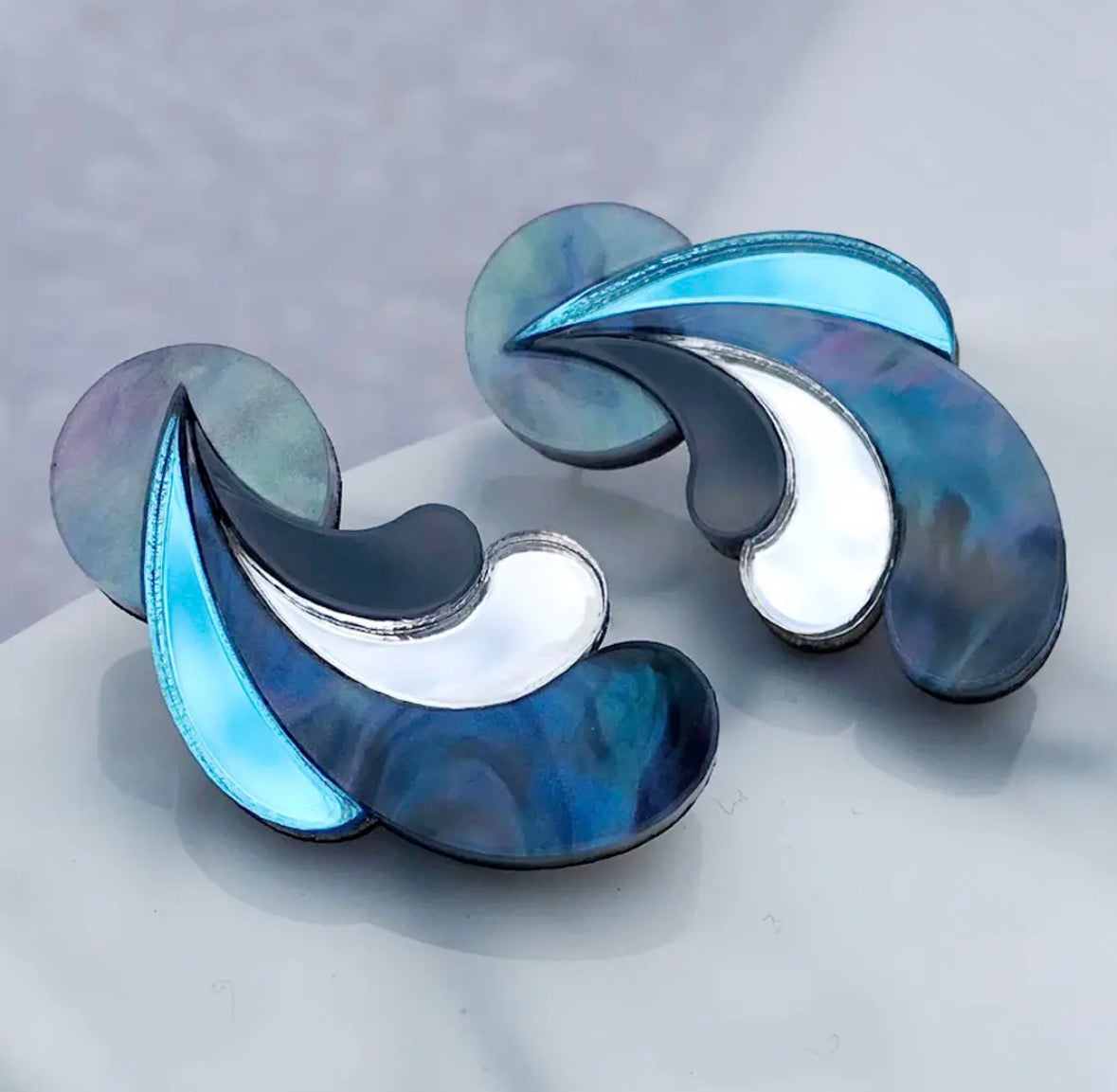 Psychedelic Wave Statement Studs in Lunar