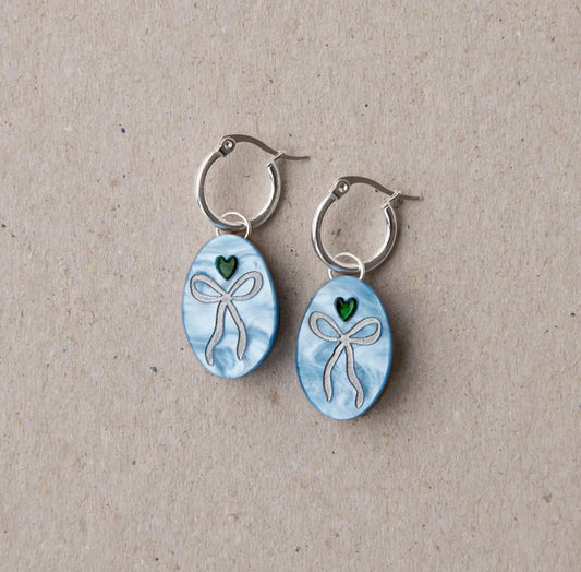 Oval Bow Charm Hoop Earrings - Pepper You