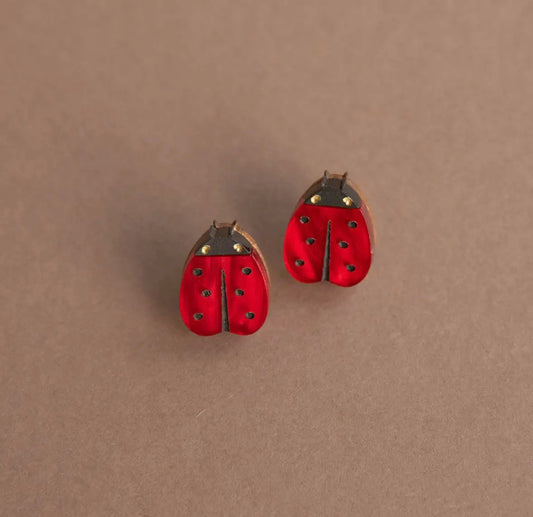 Garden Lady Bug Stud Earrings - Pepper You