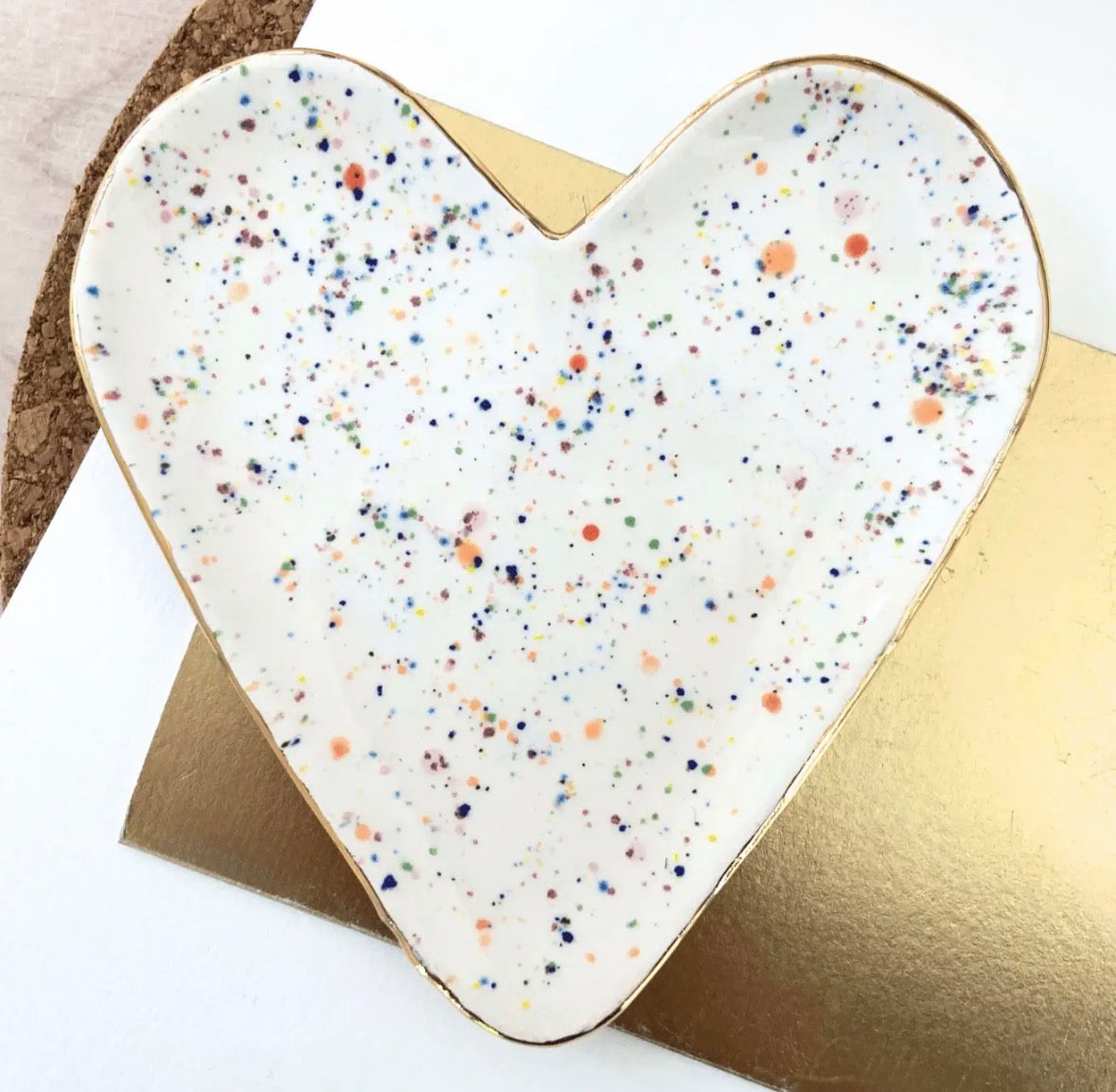 Heart Shape Colourful Spotty Ceramic Trinket Dish
