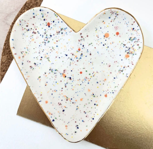 Heart Shape Colourful Spotty Ceramic Trinket Dish