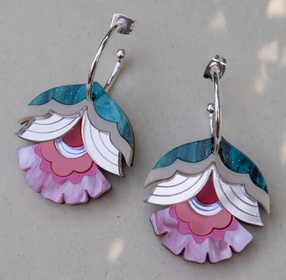 Maisie Floral Hoop Earrings - Pink