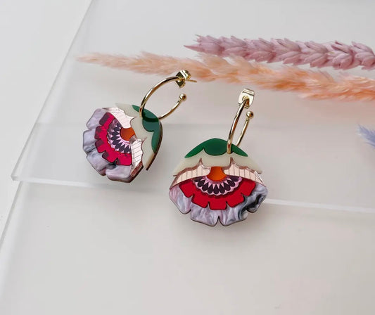 Isabel Floral Hoops Earrings in Sunset - Rosa Pietsch