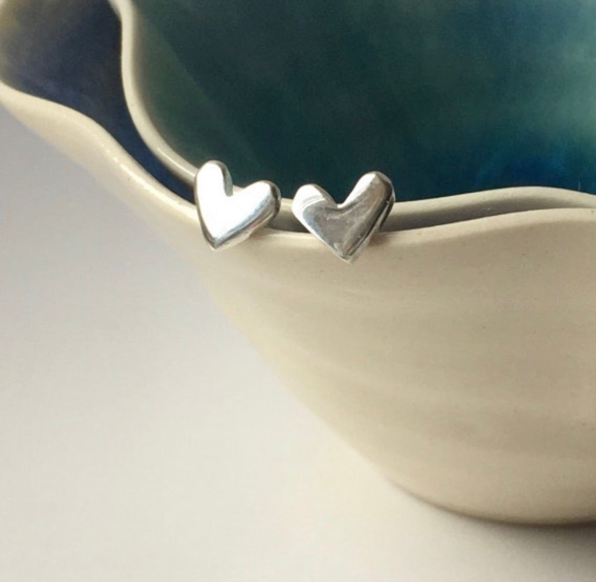 Tiny Silver Heart Studs
