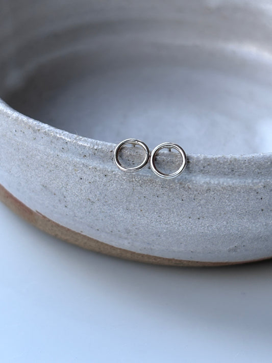 Tiny Silver Circle Studs